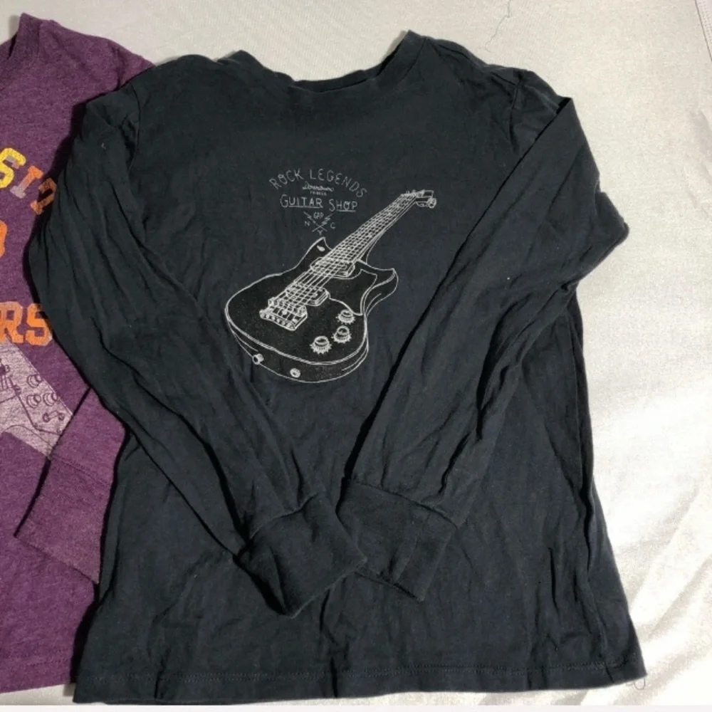 Gap TWO long sleeve musical graphic t-shirts purple and blue S=6-7